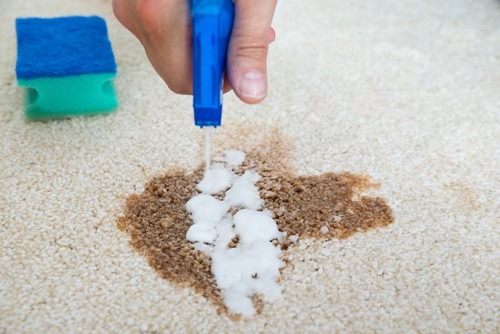 Removing stains on carpet