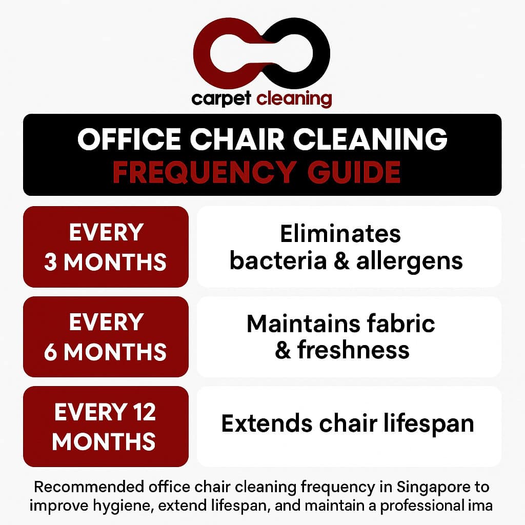 Office chair cleaning frequency vs benefits infographic Singapore