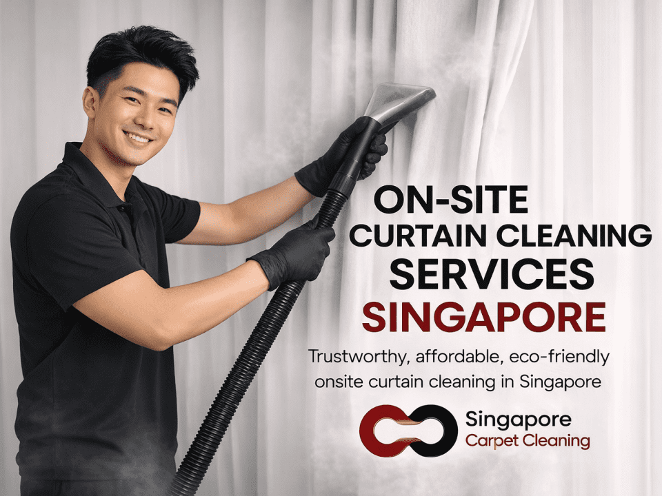 onsite curtain cleaning services singapore performed by professional technician using steam cleaning method