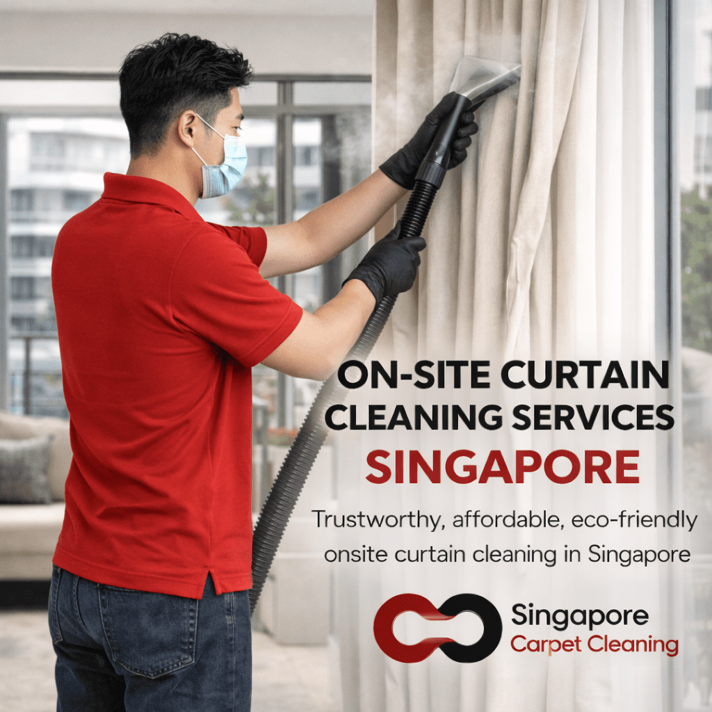 Onsite curtain steam cleaning in a singapore condo